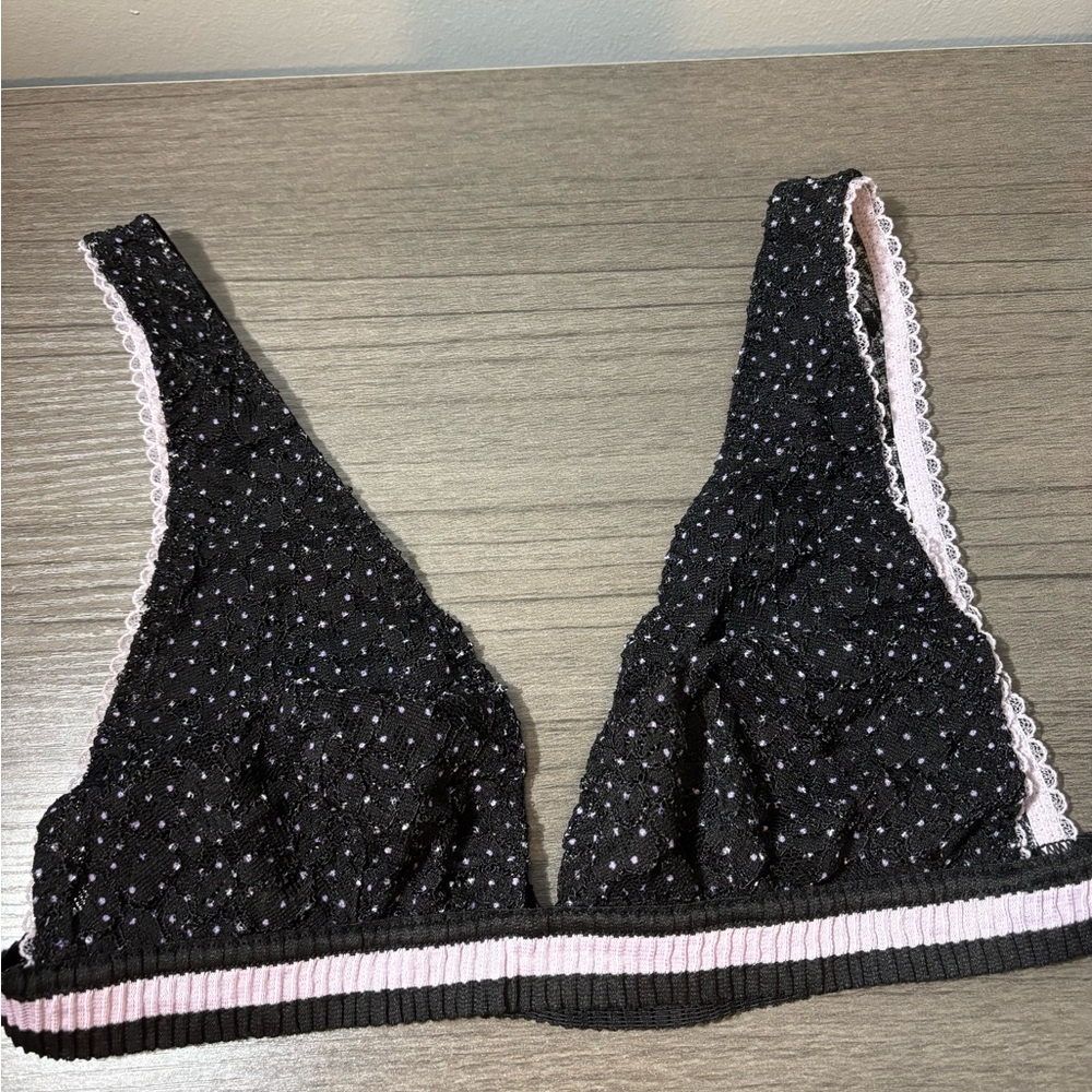 Free People Black Bralette with Purple Accents